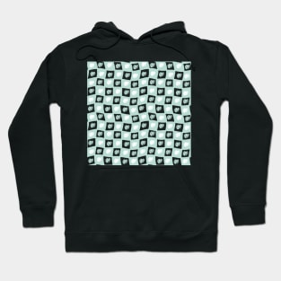 Monstera Deliciosa Leaf Checker Board - pastel teal green Hoodie